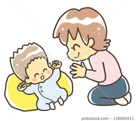 一位母親正在安撫一個頭髮粗糙的嬰兒。 一位母親正在安撫一個頭髮粗糙的嬰兒。 138000411