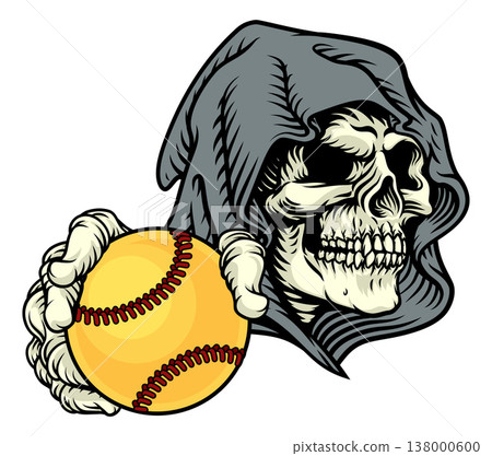 Grim Reaper Death Skeleton Softball Team Mascot Grim Reaper Death Skeleton Softball Team Mascot 138000600