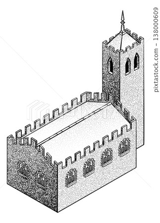 Medieval Building Map Icon Vintage Illustration 138000609