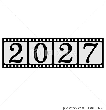 Black and White Analog Filmstrip Graphic for Year 2027 Future Black and White Analog Filmstrip Graphic for Year 2027 Future 138000635