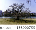 A view of the town from the beach of the Ota River in winter. 138000755