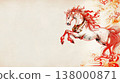 Majestic horse illustration with vibrant red accents for Chinese New Year celebration background 138000871