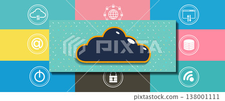 Cloud concept technology background and network security Cloud concept technology background and network security 138001111