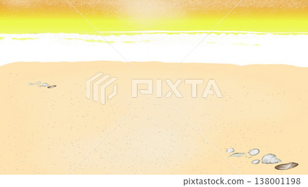 沙灘和沙岸的橫向背景插圖（日出） 138001198