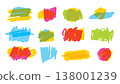 Colorful abstract marker scribbles set isolated on white background 138001239