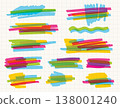 Colorful marker scribbles and brush strokes isolated on white background 138001240