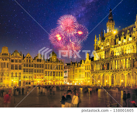 A beautiful night view of the Grand Place in Brussels. A beautiful night view of the Grand Place in Brussels. 138001605