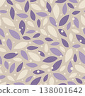 Purple Leaf Seamless Botanical Vector Pattern 138001642