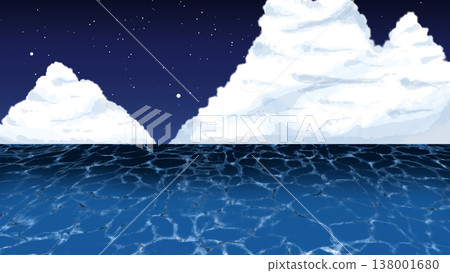 簡單的橫向海洋背景插圖(夜景版) 簡單的橫向海洋背景插圖(夜景版) 138001680