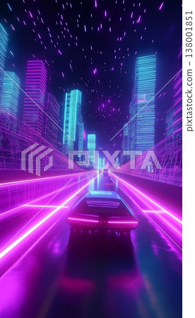 Stunning visualization of a neon futuristic cyberpunk cityscape with vibrant streets and skyscrapers Stunning visualization of a neon futuristic cyberpunk cityscape with vibrant streets and skyscrapers 138001851