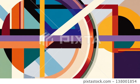 Dynamic abstract digital artwork with vibrant colors, lines, and geometric shapes for depth Dynamic abstract digital artwork with vibrant colors, lines, and geometric shapes for depth 138001854