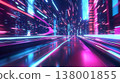 Vibrant blurred neon lights create a dreamlike futuristic cityscape with stunning bokeh effects 138001855