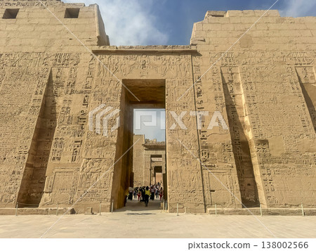 Medinet Habu, the mortuary temple of Ramesses III, located on the west bank of Luxor, Egypt. 138002566