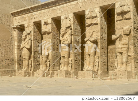 Medinet Habu, the mortuary temple of Ramesses III, located on the west bank of Luxor, Egypt. Medinet Habu, the mortuary temple of Ramesses III, located on the west bank of Luxor, Egypt. 138002567