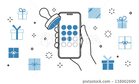 智能手機會員應用郵票卡禮物圖標集在手 智能手機會員應用郵票卡禮物圖標集在手 138002600