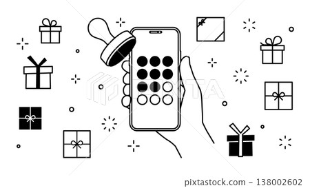 智能手機會員應用郵票卡禮物圖標集在手 138002602