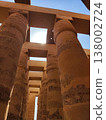 Looking Up at Ancient Egyptian Columns and Sunlit Architraves, Karnak Temple Complex 138002724