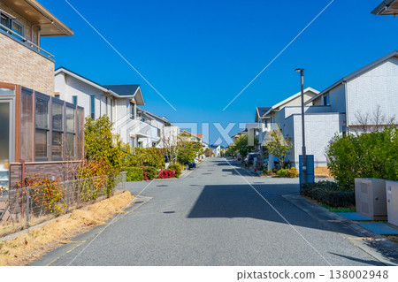 在冬日藍天的襯托下，一片格外醒目的住宅區。 138002948