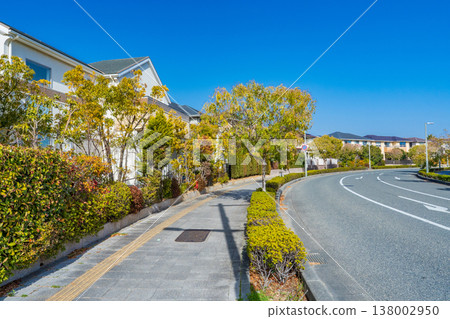 A residential area that stands out against the winter blue sky. A residential area that stands out against the winter blue sky. 138002950