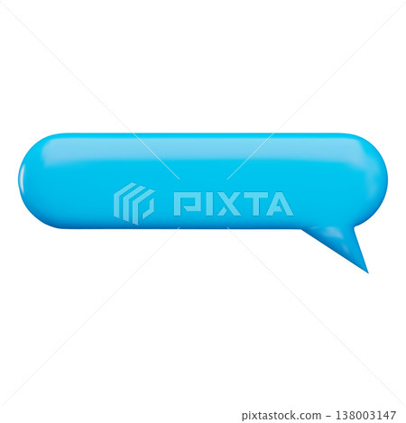 3D cartoon glossy blue speech bubble volume vector icon, roundish empty text bubble, social media chat message 3D cartoon glossy blue speech bubble volume vector icon, roundish empty text bubble, social media chat message 138003147