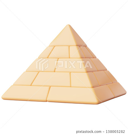 3D icon of an Egyptian pyramid and sand blocks, a world landmark. 3D icon of an Egyptian pyramid and sand blocks, a world landmark. 138003282