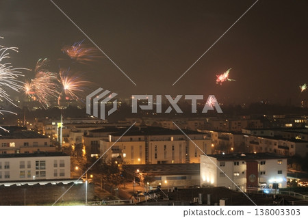 colorful fireworks of various colors at night colorful fireworks of various colors at night 138003303