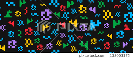 Seamless pixel pattern with geometric shapes Seamless pixel pattern with geometric shapes 138003375