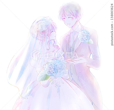 新郎新娘在婚禮上,繡球花 新郎新娘在婚禮上,繡球花 138003624