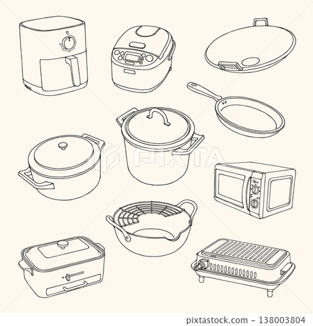 Hand-drawn Kitchen Cookware Vector Set-插圖素材 [138003804] - PIXTA圖庫