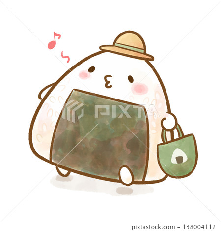 飯糰戴著校帽,背著書包走路。透明背景,白色背景。非常適合向孩子介紹學校生活、校外活動、散步以及其他有趣的校園場景。 飯糰戴著校帽,背著書包走路。透明背景,白色背景。非常適合向孩子介紹學校生活、校外活動、散步以及其他有趣的校園場景。 138004112