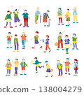 A set of illustrations of people exercising. 138004279