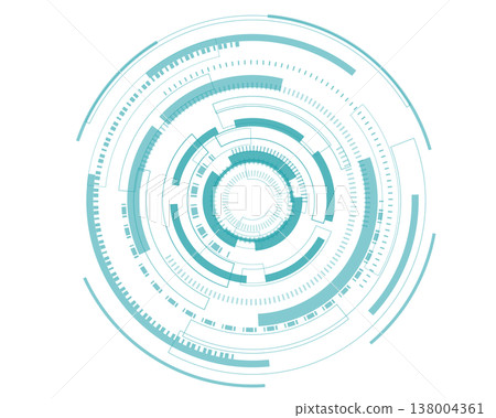 青藍色圓形HUD UI材質，適用於科幻小說和未來主義設計。 138004361