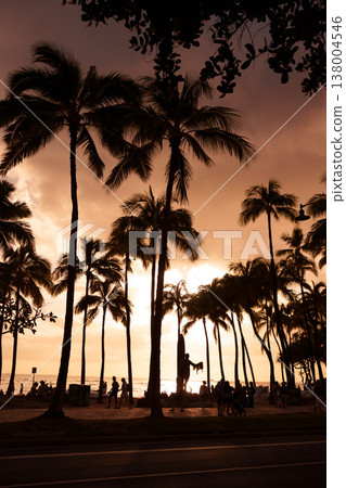Waikiki Beach at sunset, Hawaii 138004546