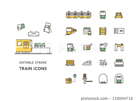 一組與火車相關的圖標 138004718