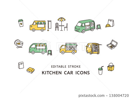 A set of icons for various food trucks A set of icons for various food trucks 138004720