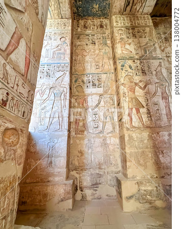 Medinet Habu, the mortuary temple of Ramesses III, located on the west bank of Luxor, Egypt. Medinet Habu, the mortuary temple of Ramesses III, located on the west bank of Luxor, Egypt. 138004772