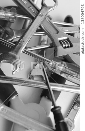 Vertical Stock Image Of Scattered Monochrome Carpentry Tools On Clean White Table Vertical Stock Image Of Scattered Monochrome Carpentry Tools On Clean White Table 138004798