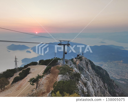 Sunset view from Babadag mountain cable car station in Oludeniz Turkey 138005075
