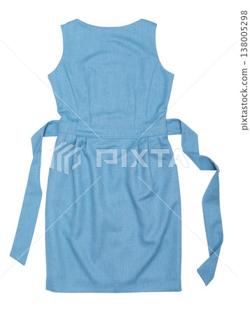 Light blue sleeveless dress, mid-length, isolated on white background 138005298