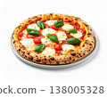 Authentic Margherita pizza with fresh basil and mozzarella cheese - white background 138005328