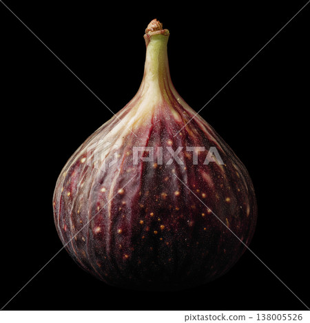 Single ripe fig isolated on black background with clipping path, concept freshness and natural simplicity 138005526