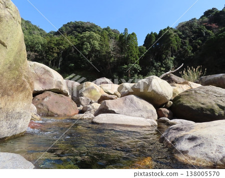 River water accumulating on the rocky cliffs of Sarugajo Gorge River water accumulating on the rocky cliffs of Sarugajo Gorge 138005570