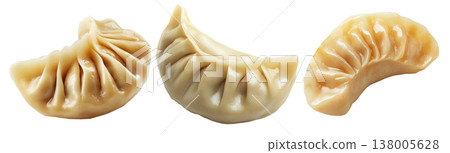 Pan-fried or steamed dumplings Jiaoz with golden crispy bottoms, isolated on white background, concept of Asian cuisine Pan-fried or steamed dumplings Jiaoz with golden crispy bottoms, isolated on white background, concept of Asian cuisine 138005628