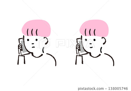 男孩打電話的插圖 男孩打電話的插圖 138005746