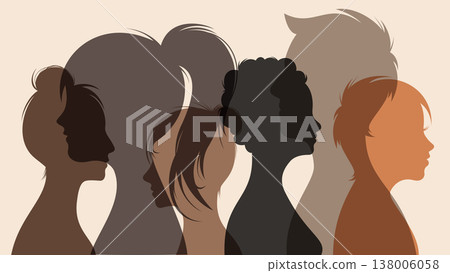 human faces colorful silhouettes 138006058