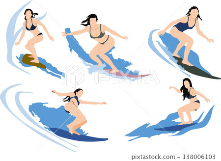 圖:一名女子在洶湧的海浪上衝浪 圖:一名女子在洶湧的海浪上衝浪 138006103