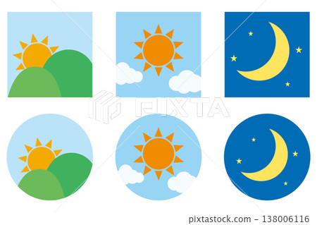 早晨、中午和夜晚的圖片插圖 早晨、中午和夜晚的圖片插圖 138006116