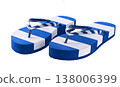 stripe flip-flops isolated on a white background. 138006399