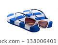 stripe flip-flops  flip-flops with sunglass isolated , 138006401