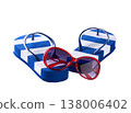 stripe flip-flops  flip-flops with sunglass isolated , 138006402